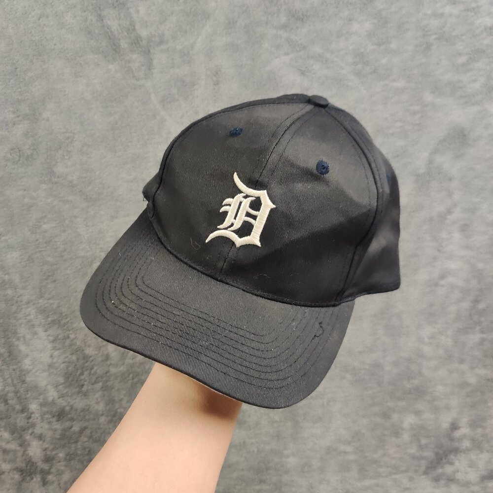 VINTAGE Detroit Tigers Hat Mens OSFA One Size Black Snapback Embroidered New Era
